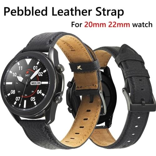 20mm 22mm Leather Band for Samsung Galaxy Watch 3 42mm 46mm Active 2 Gear S2 S3 Strap Bracelet for Huawei Huami Amazfit Bip/GTS