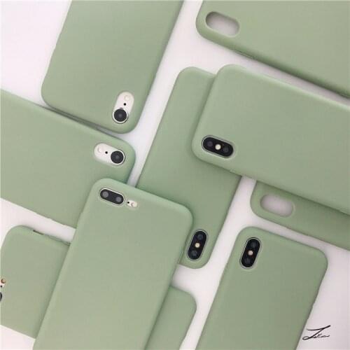 Matcha green Matte Phone Case For iphone 11 12 Pro XS Max XR X 8 7 6S 6 Plus SE 2020 Silicone Cases Solid Color Soft Back Cover