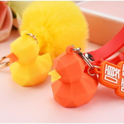 Cute Fur Ball Doll Keychain Soft Pompom Animal Duck Key Chain Ladies Men Car Bag Accessories Key Ring Gift Llaveros