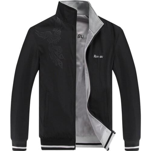 Mens Jacket Casual Coats Spring Autumn Outerwear Fashion Print Sportswear Overcoat Male Double Sided Wear Clothing Asian Size