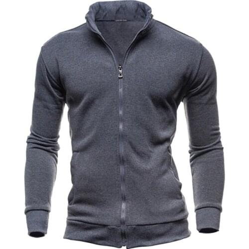 2018 Men Coat Brand Clothing Fashion Zip Stand Collar Man Casual Slim Hoody Sweatshirt