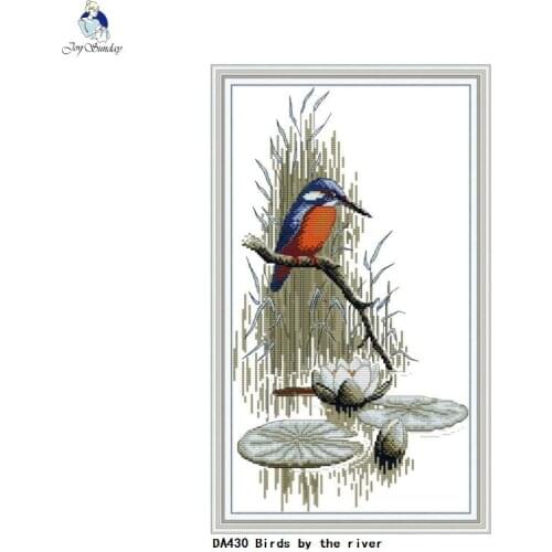 Birds by the river printed canvas cross stitch kits embroidery needlework sets diy handwork accessories needlework