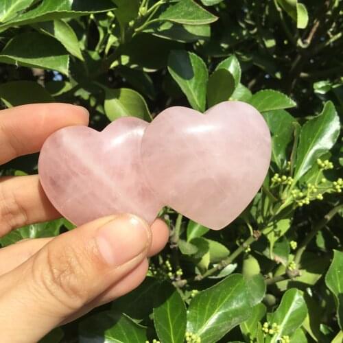 Natural Rose quartz crystal heart shaped Pink double heart stone