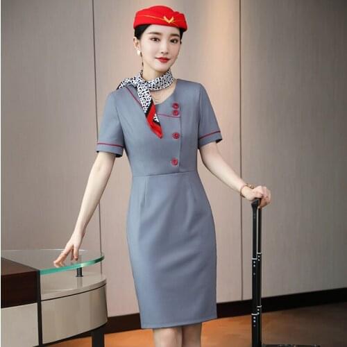 20201 New Fashion Styles Elegant Slim Hips Dresses Short Sleeve Spring Summmer Women Business Work Wear Beauty Salon Vestidos