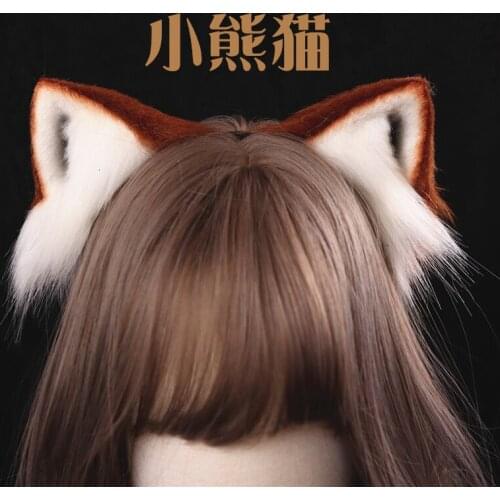 New Hand Work Animal Ears Hair Hoop Jk Accessories Lesser Panda Red headwear for girl women Halloween Christmas cosplay prop