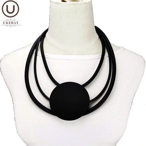 UKEBAY New Choker Necklaces Rubber Necklace Women Round Pendant Necklaces Gothic Sweater Chains Ethnic Jewelry Wholesale Collars