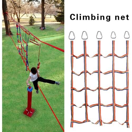 Outdoor Children Climbing Net Rainbow Ribbon Net Physical Child Step Net Swing Hanging Step Ladder Training Entertainment