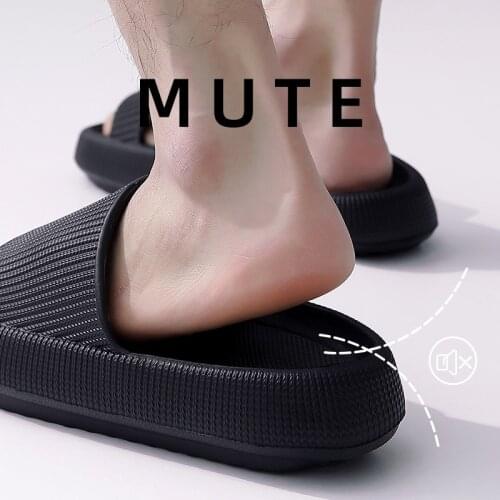 Fashion Men Slippers Thick Platform Slippers Mute EVA Soft Indoor Home Slides Non-slip Summer Beach Sandals Women Bathroom Shoes