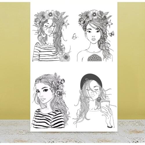 AZSG Gorgeous Girls Cutting Dies Clear Stamps/Seals For DIY Scrapbooking/Card Making/Album Decorative Silicone Stamp Crafts