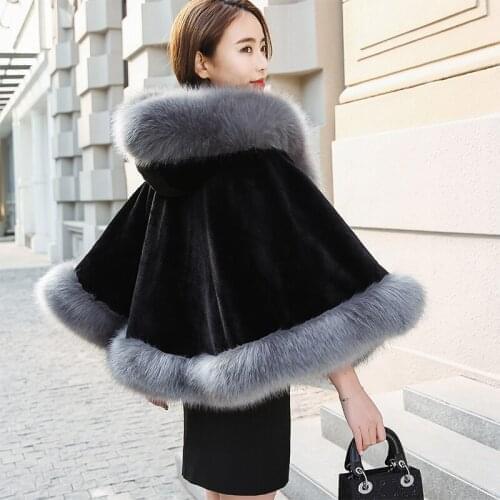 Fox fur coat female short Haining new winter fashion cap Cape Fur coat women jacket
