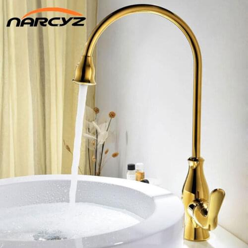 Kitchen Faucet European style 360 Degree rotating Brass Gold basin Hot and Cold faucet tube kitchen sink Faucet EY-C00