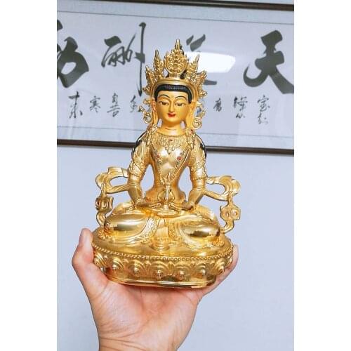 Special Offer High-grade gold gilding Buddha brass statue HOME family effective protection Tibet Nepal Amitayus Amitabha Buddha
