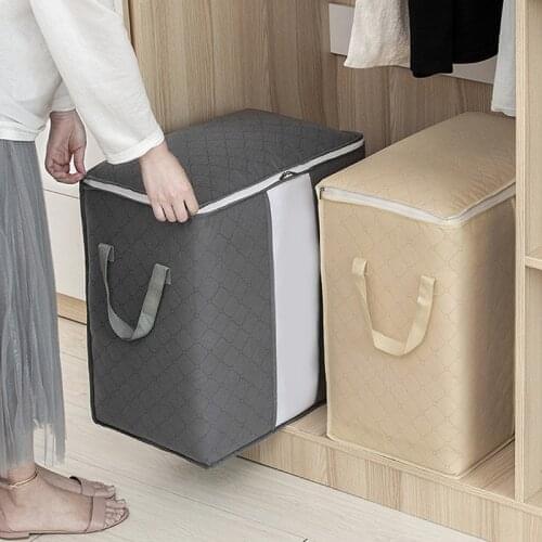 Quilt Foldable Storage Bag Non-woven Fabric Storage Box Wardrobe Clothes Finishing Organizer Box Dustproof Moisture-Proof