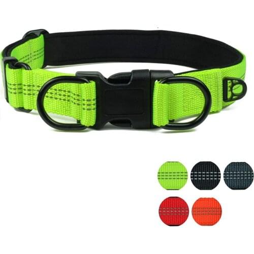 Reflective Dog Collar with Buckle Adjustable Safety Nylon Collars for Dogs Small Medium Large, Black Red Blue Green Orange Gray