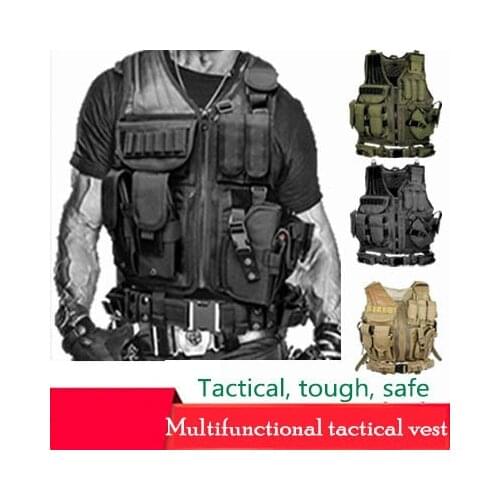 Tactical Vest Military Combat Armor Vests Mens Tactical Hunting Vest Army Adjustable Armor Outdoor CS Training Vest Airsoft