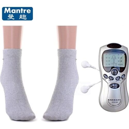 Unisex Silver Fiber Electrode Sock Tied Foot Restraints Adult Game Body Massage Juegos Eroticos Machine