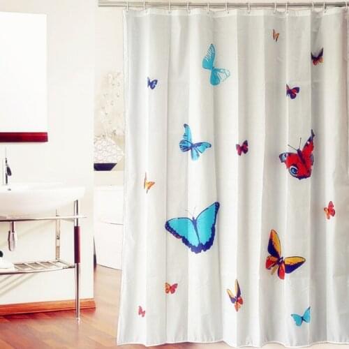 Waterproof bath shower curtain cord butterfly belt pendant 180cm 200cm curtains