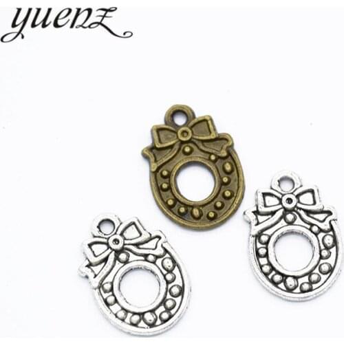 YuenZ 25pcs Antique Silver color Christmas wreath pendant Charms Pendants Jewelry Making DIY Handmade Craft 16*11mm N156