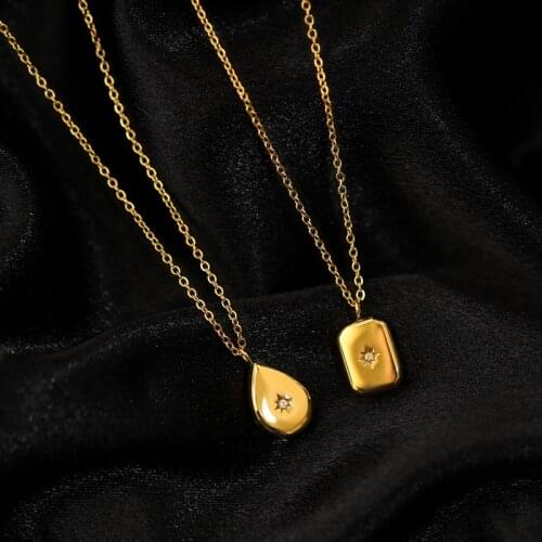 YUN RUO Simple Style Lucky Pole Star Pendant Necklace Yellow Gold Color Titanium Steel Jewelry Woman Birthday Gift Never Fade