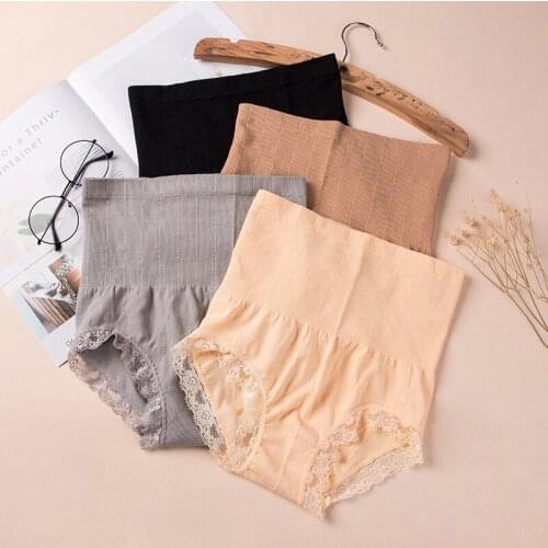 1PC 4Colors Nylon Women 's Soft Body Shaper Sculpting Lace Underwear SeamlessBreathable Sexy High Waist Briefs