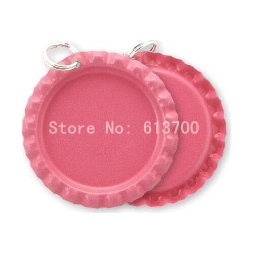 1000 pcs/lot Pink Flat Bottle Caps for DIY Crafts with HOLE and Ring Linerless Bottlecaps Free Shipping by DHL