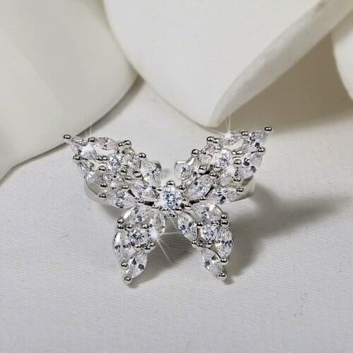 2020 new Japanese light luxury fairy design butterfly fresh romantic cute opening inlaid diamond zircon ring adjustable ring