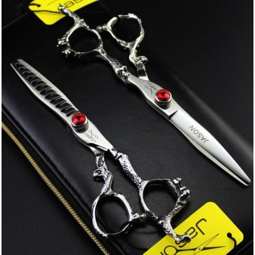 333# 6.0'' Brand Jason TOP QUALITY Hairdressing Scissors JP 440C Bang Cut Barbers Cutting Scissors Thinning Shears Hair Scissors