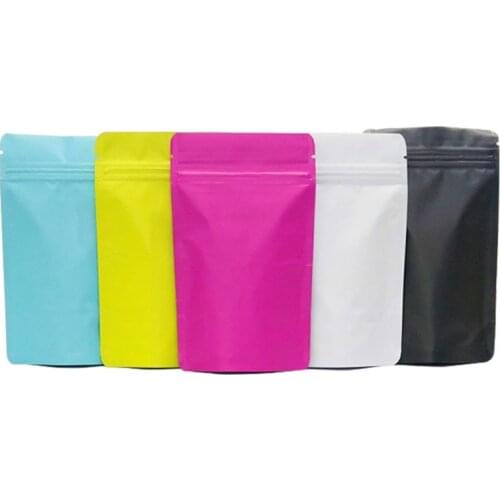 50pcs Big Sizes 5 Colors Aluminum Foil Mylar Ziplock Bags Coffee Food Powder Storage Package Bag Zip Lock Stand up Matte Pouches