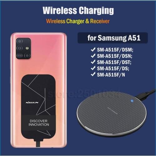 Wireless Charging for Samsung Galaxy A51 6.5'' Qi Wireless Charger+USB Type C Charging Adapter Receiver Gift Soft Case SM-A515F