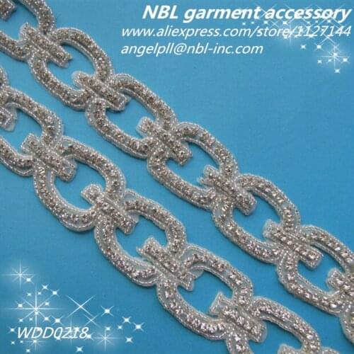 Crystal bridal rhinestone beaded applique trim for wedding dress WDD0218