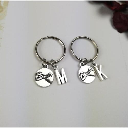 1 pcs Pinky Swear Keyring, Pinky Promise Keychain with Initial, Friendship Keychain, Pinky Swear Key Ring, Promise Gift