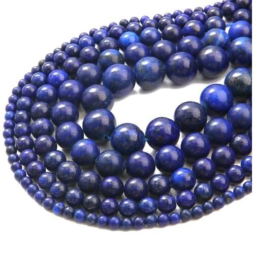 Natural Stone Beads Lapis Lazuli Round Loose Stone Beads For Jewelry Making DIY Bracelet Earrings Accessories 4/6/8/10mm