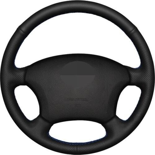 Car Steering Wheel Cover DIY Hand-stitched Black Genuine Leather For Toyota Land Cruiser Prado 120 2004-2009 Land Cruise