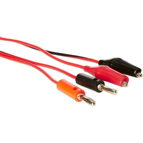 Dual Crocodile Clips Banana Plug Male to 2 test leads Black and red cable