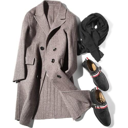 Double Breasted Wool Coat Men Handmade Double-sided Woolen Coat Spring Autumn Jacket Coat and Jacket LM18-1008KJ1567