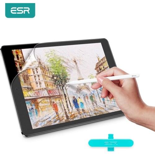 ESR Paper Feel Screen Protector for iPad Pro 9.7/10.5/11/12.9 2018 2020 Mini 5/4 iPad 7th 6th iPad Air 3 2 1 Writtable Soft Film