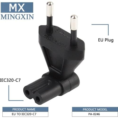 EU Conversion Card for IEC320 C7 , European 2 Pins for IEC 320 C7 Right Angle AC Adapter