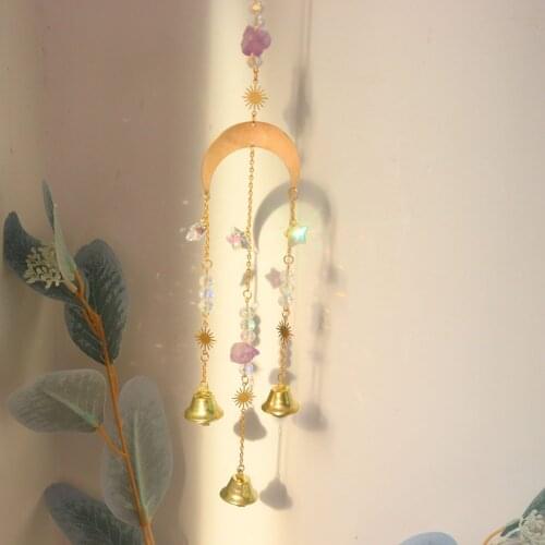 Crystal Wind Chimes Sun Stars Moon Light Chaser Rainbow Catcher Chakra Diamond Hanging Glass Prisms Pendant Home Room Decoration