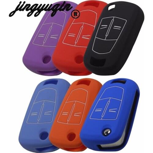 Jingyuqin New Silicone 2 Button Flip Remote Key Case Fob Cover For Vauxhall /Opel /Astra /Vectra Key Case