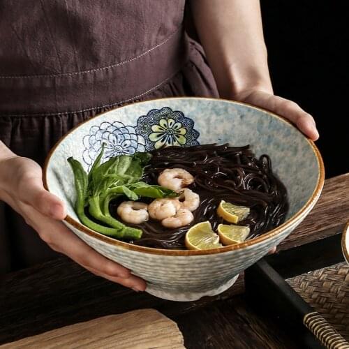 FANCITY Creative ceramic big soup bowl, ramen bowl, hat bowl, household salad bowl, cold noodle bowl, rice bowl
