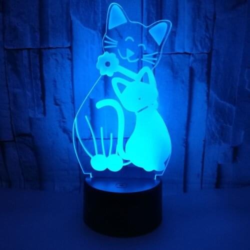 Cat Remote Touch Colorful 3d Night Lamp Acrylic Vision Led Small Table Lamps Factory wholesale Childrens room Desk Lamp