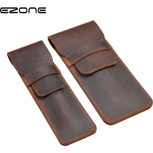 EZONE Handmade Pencil Case Leather Retro Pencil Bag Vintage Style Creative Personality Stationery for Students Gifts for Teacher