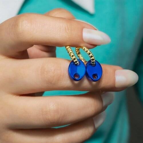 Bulk Clip-On Gold Color Blue Hematite 925 K Silver Oval Earrings