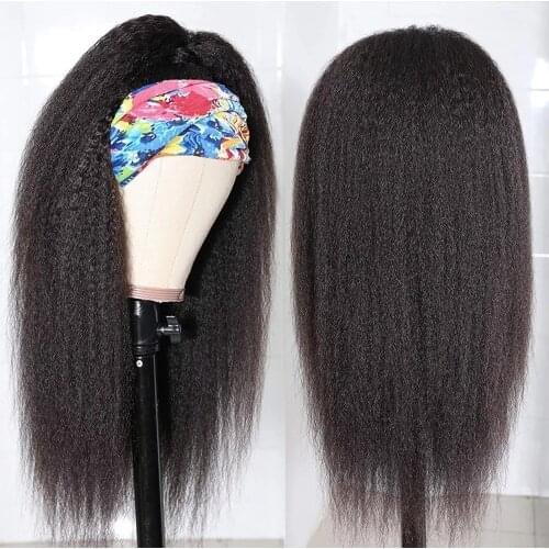 Kinky Straight Headband Wig Human Hair Glueless Half Wig With Head band Malaysian Yaki Straight For Black Women