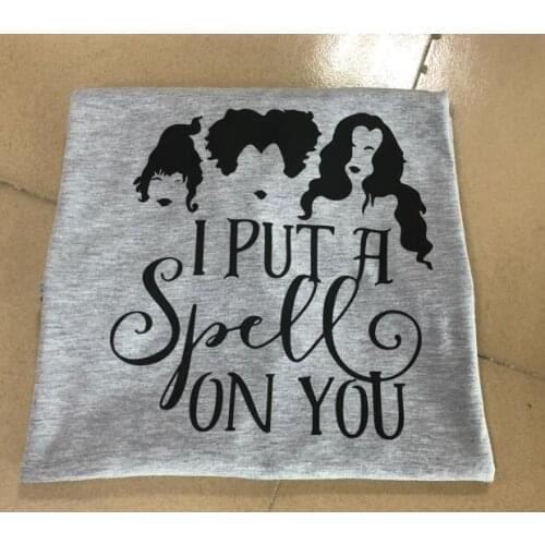 Summer Stylish Clothing Tee I Put a Spell on You Slogan T-Shirt Halloweed Casual Tops Trendy Popular Grunge t shirt Gray Outfits