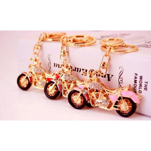 2020 Fashion Rhinestone Steampunk Moterbike Keychain Crystal Key Chain Man Bag Keyring Key Pendant Gifts For Friend Jewelry