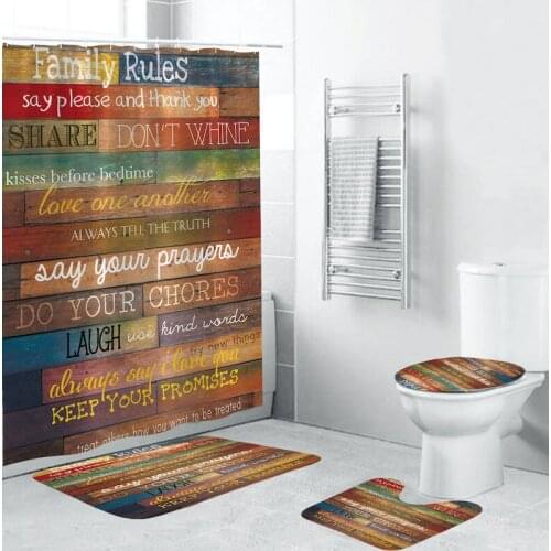 3D Wooden Pattern Bathroom Mat Set Bathroom Carpet Flannel Non-Slip Bathroom Carpet Shower Room Carpet Floor Mat