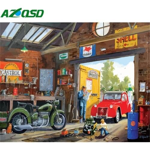 AZQSD Oil Painting By Numbers Warehouse Canvas Painting By Numbers On Canvas Car Landscape Home Decor Diy Gift Wall Art