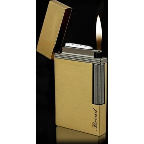 Inflatable Windproof Lighter Metal Lighters Ultra-thin Portable Gas Lighter Open Flame Grinding Wheel Cigarette Lighter
