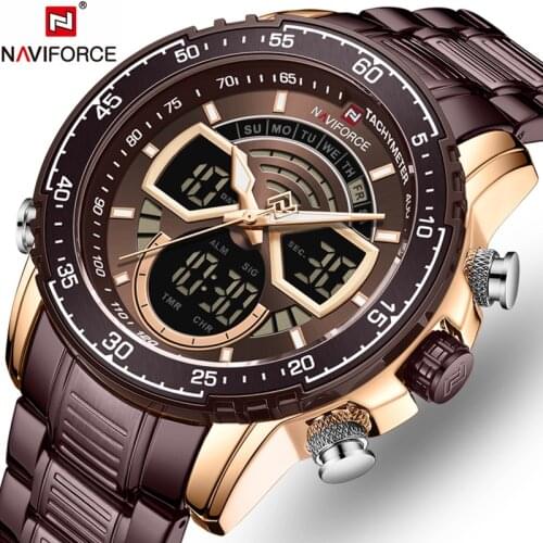 NAVIFORCE Watch Men Top Brand Luxury Dual Display Casual Night Light Fashion Clock Quartz Waterproof Men Watch Relogio Masculino